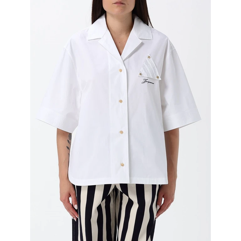 Bowling Shirt in Cotton with Cuban Collar and Embroidered Logo (26ESHW00567AW00648100)