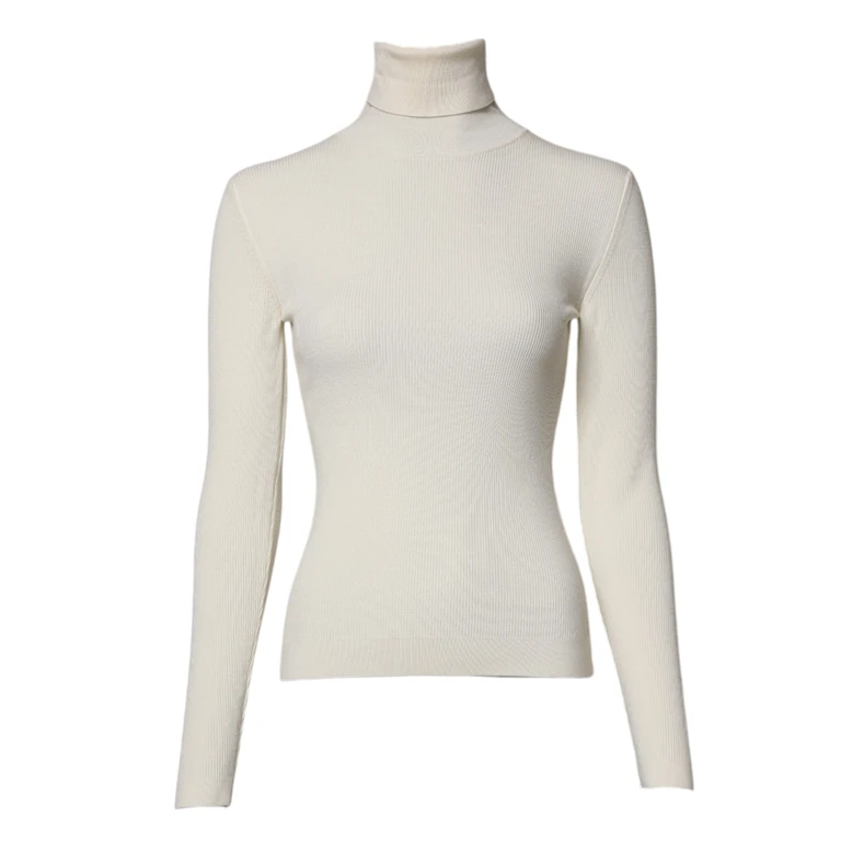 Dolce & Gabbana Cream Long Sleeves Turtleneck Slim Sweater Virgin Wool Clothing - Women