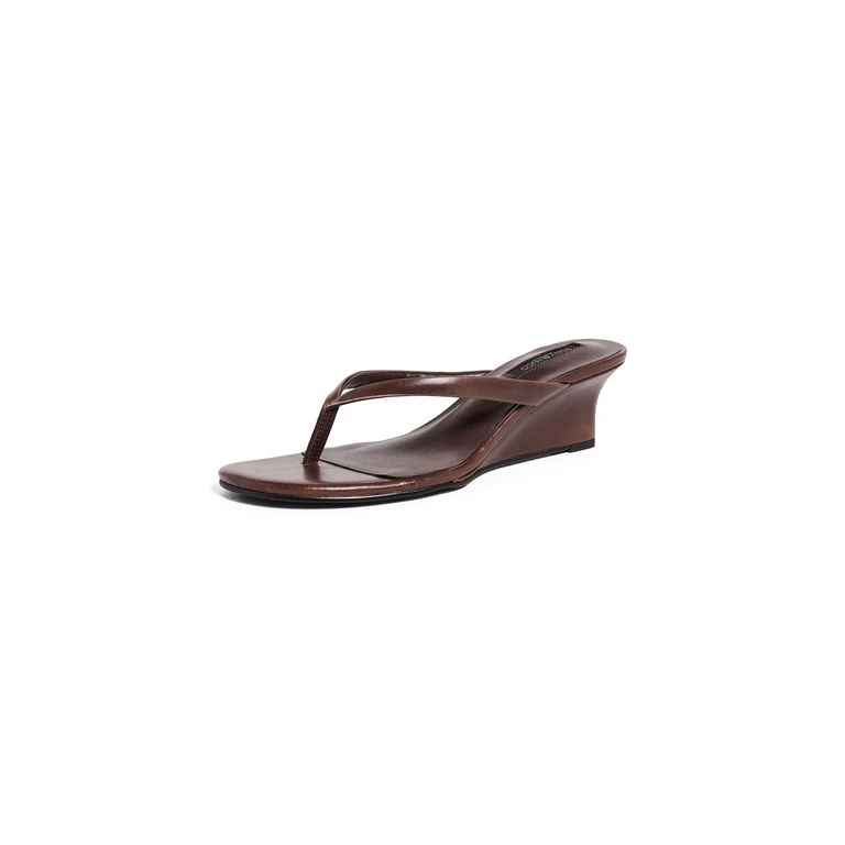 Edgy Wedge Thong Sandals Choc Vintage 6.5