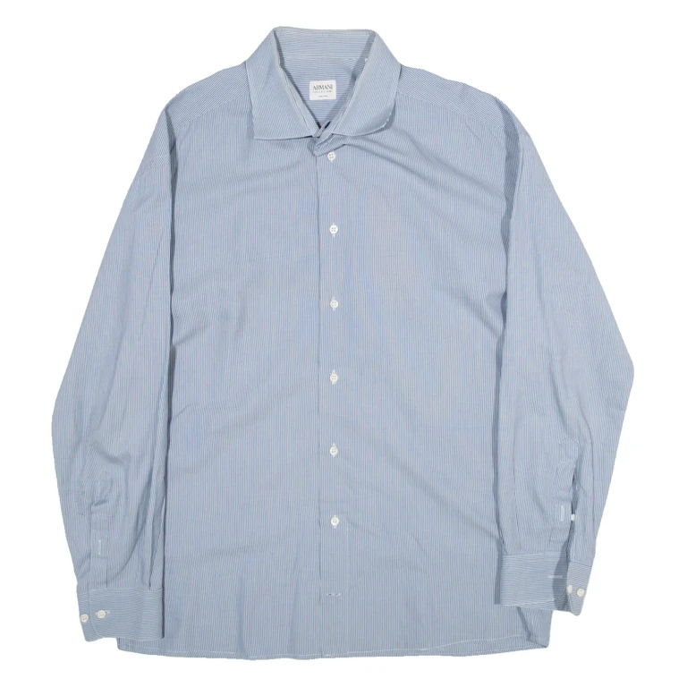 ARMANI COLLEZIONI Mens Shirt Blue Striped Long Sleeve M