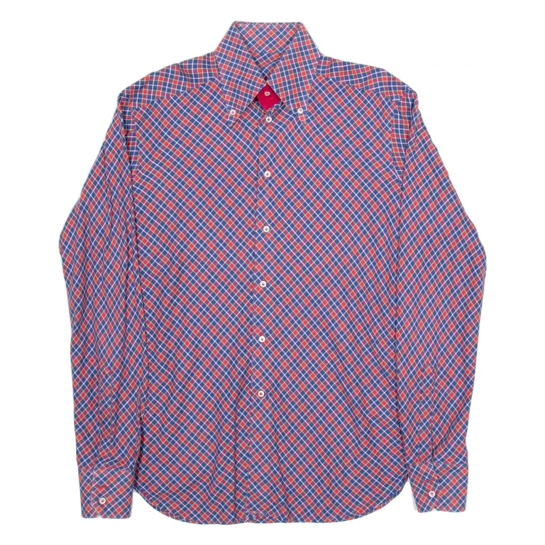 Mens Shirt Red Check Long Sleeve L