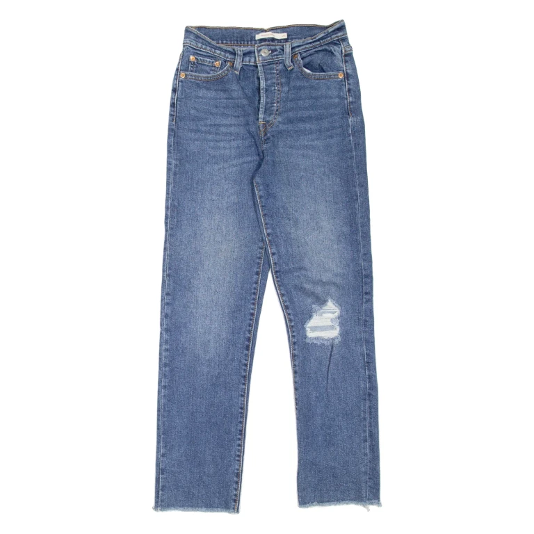 LEVI'S Wedgie BIG E Womens Jeans Blue Regular Straight Stone Wash W26 L28