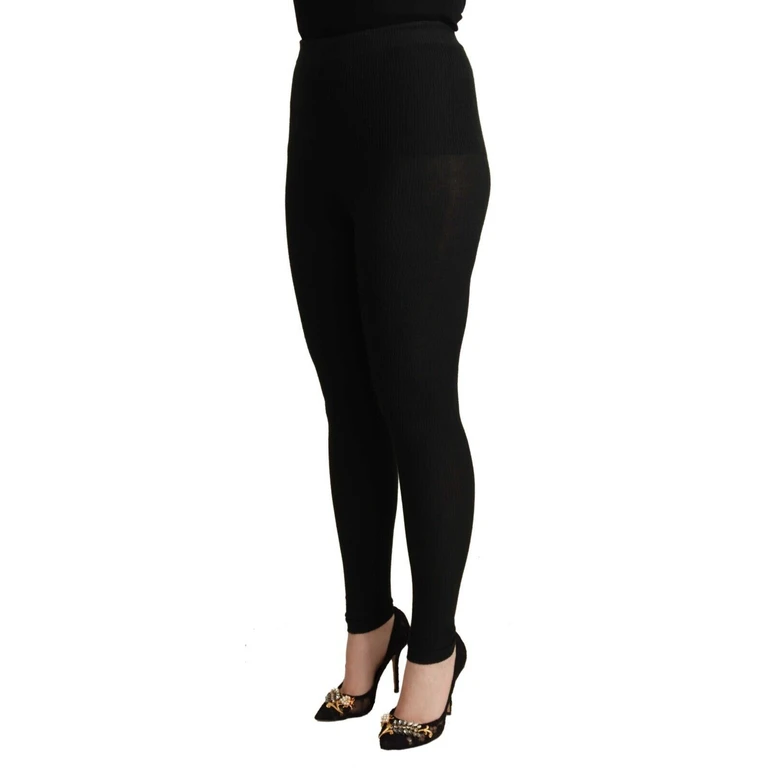 Dolce & Gabbana Black Cashmere Stretch Waist Tights Pants - Women