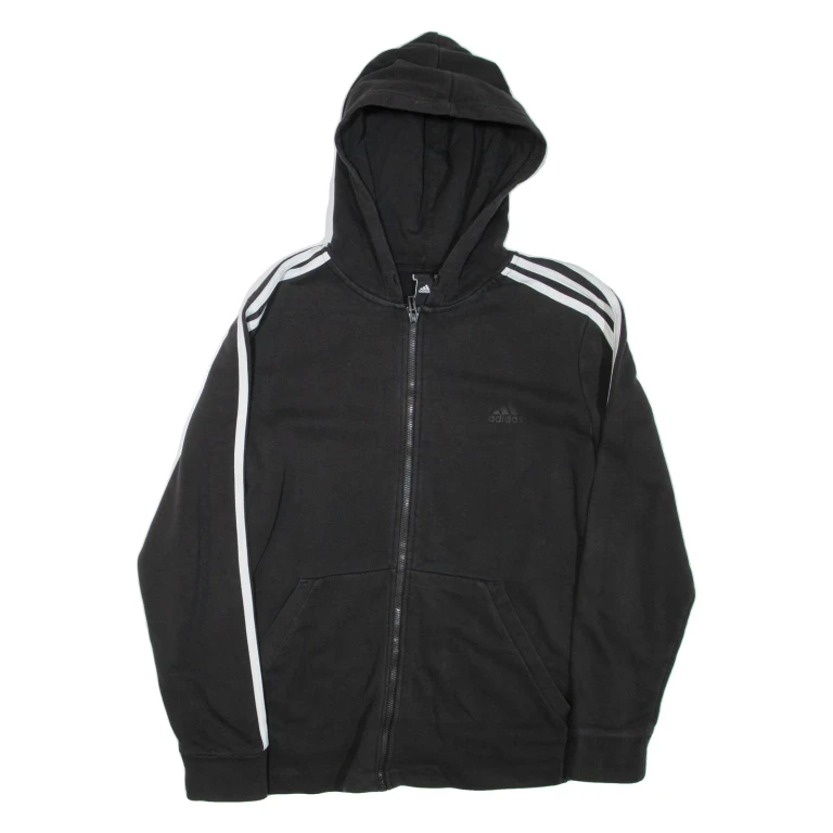 ADIDAS Womens Black Hoodie Full Zip L