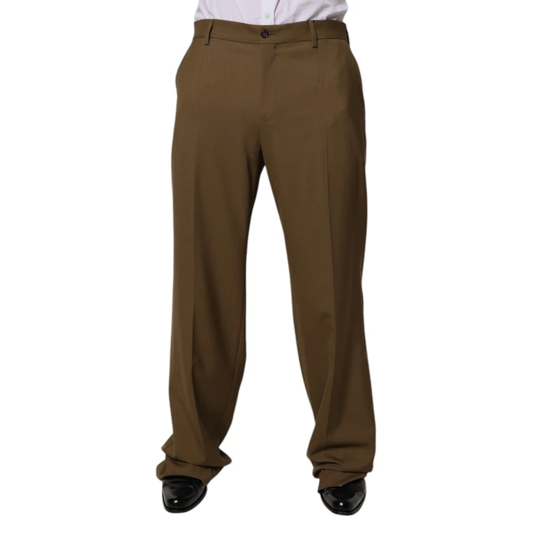 Dolce & Gabbana Brown Wool Straight Formal Dress Pants Virgin Elastane - Men