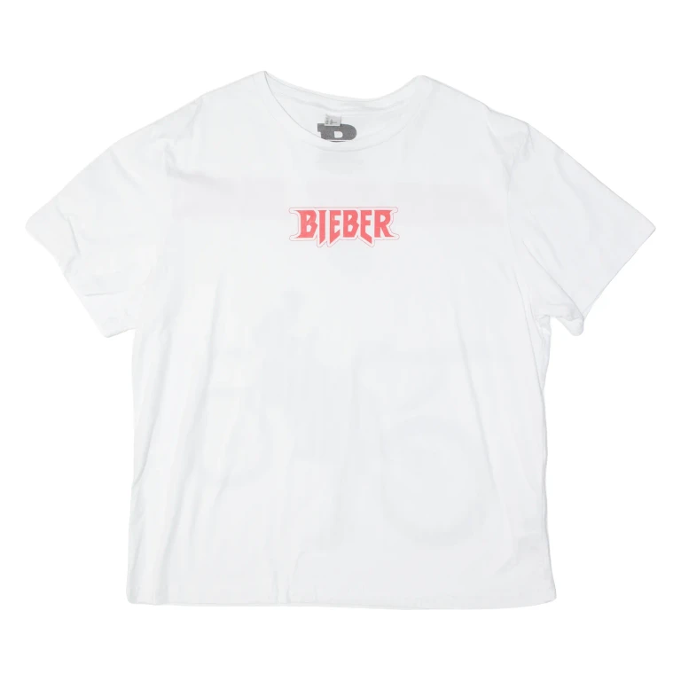 BIEBER Womens Band T-Shirt White USA XL