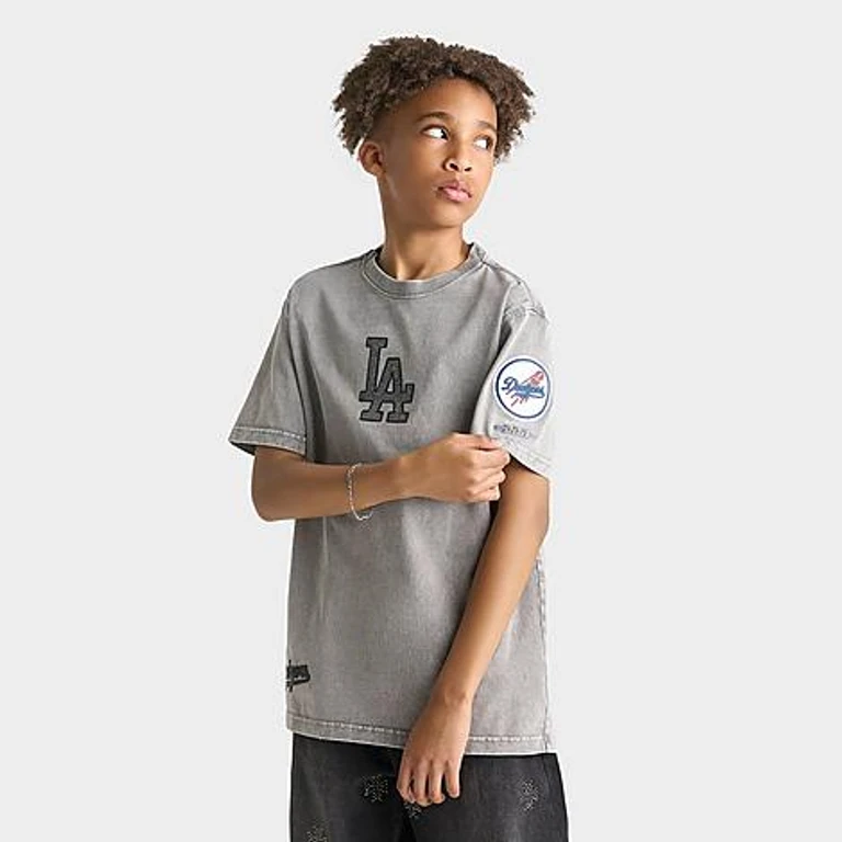 Pro Standard Big Kids Los Angeles Dodgers MLB Washed Jewels T-Shirt in Washed Grey Size: Small