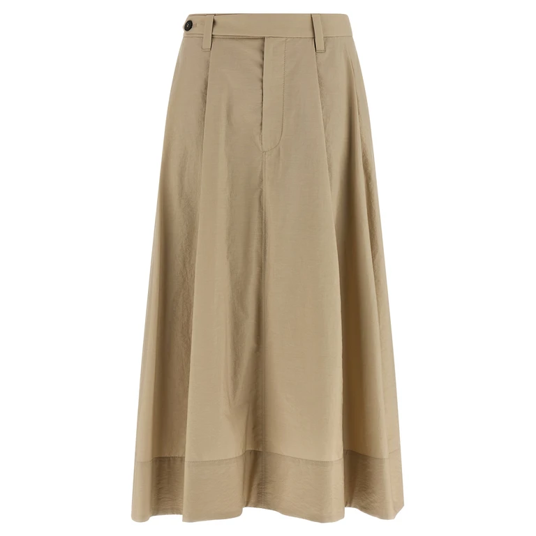 Brunello Cucinelli Beige Cotton Midi Skirt - Women