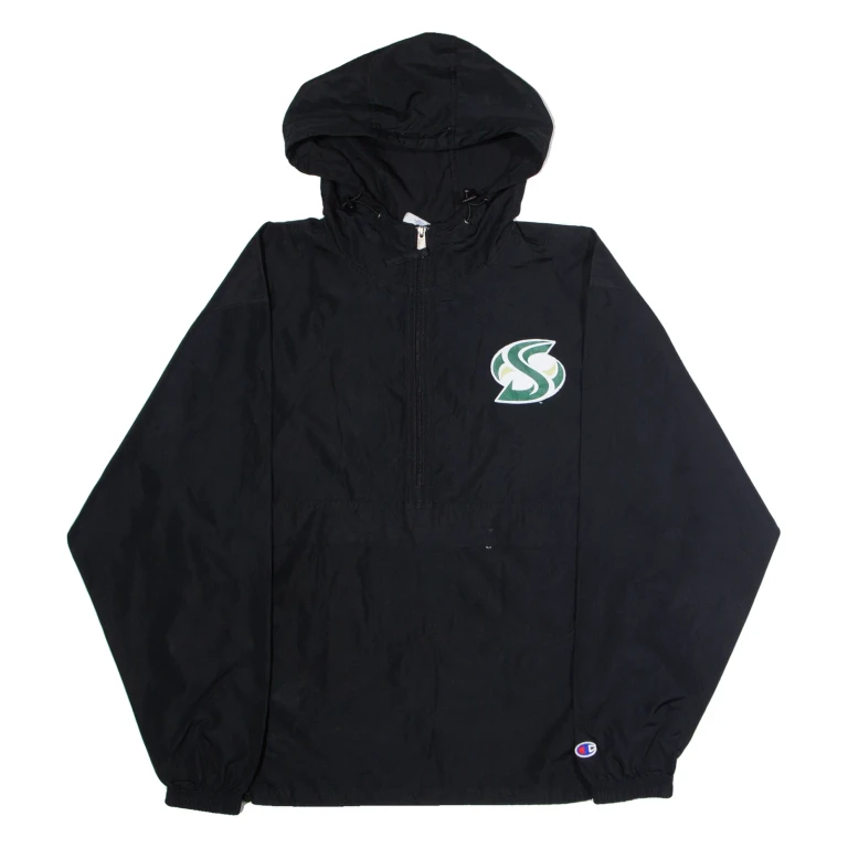 CHAMPION Mens Pullover Jacket Black USA Hooded M
