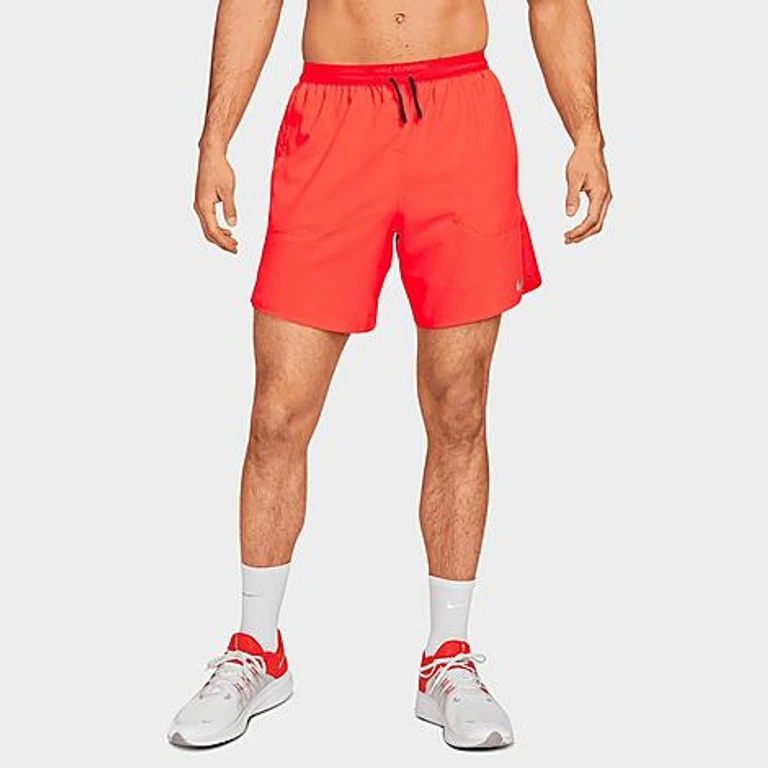 Nike Men's Dri-FIT Stride Brief-Lined 7-Inch Running Shorts in Bright Crimson/Black Size: XS