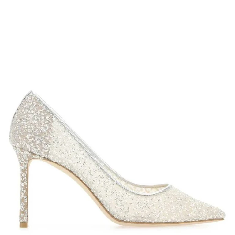Romy 85 Glitter Tulle Metallic Pumps