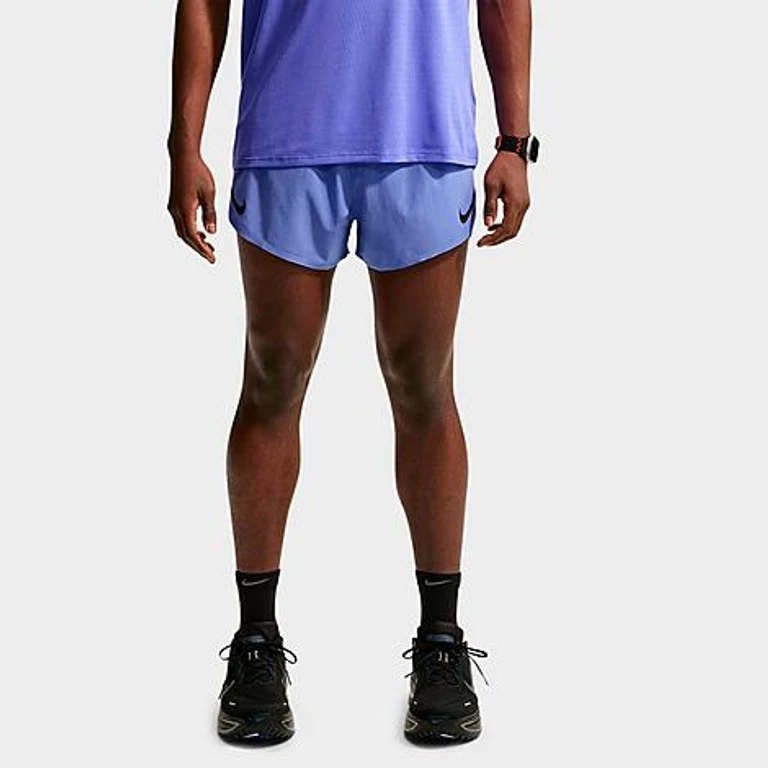 Nike Men's AeroSwift Dri-FIT ADV 4" Brief-Lined Running Shorts in Sapphire/Black Size: Small