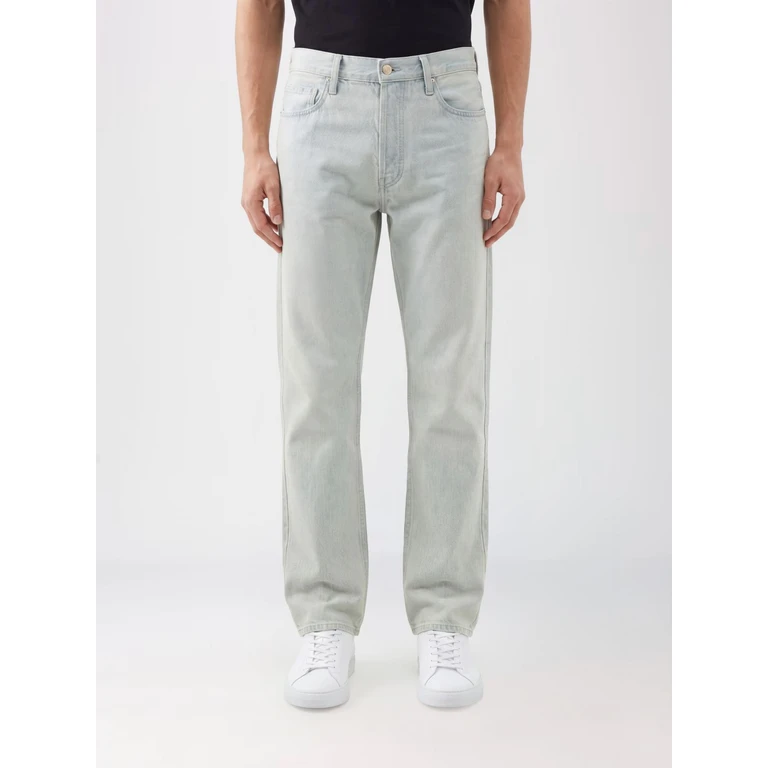 Mid-Rise Straight-Leg Cotton Denim Jeans with Five Pockets (FG9M459906DNMBWBLEACHWASH)