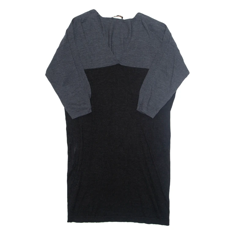 JAEGER Womens Jumper Dress Black Wool Midi L