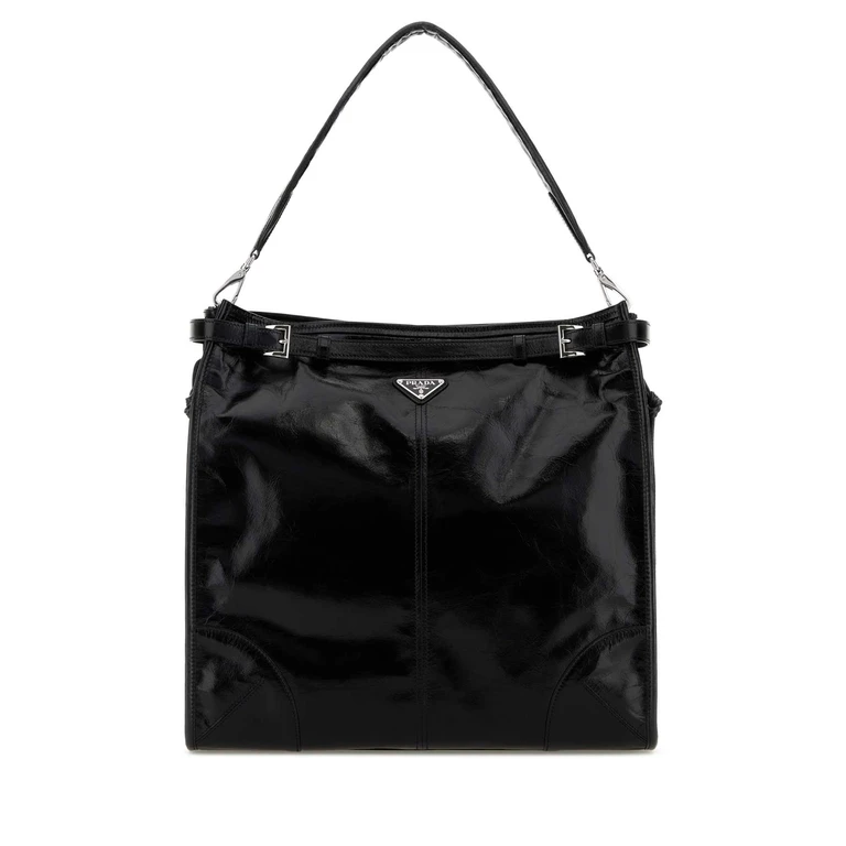Black Leather Prada Bonnie Shopping Bag Nero Borse A Mano - Men