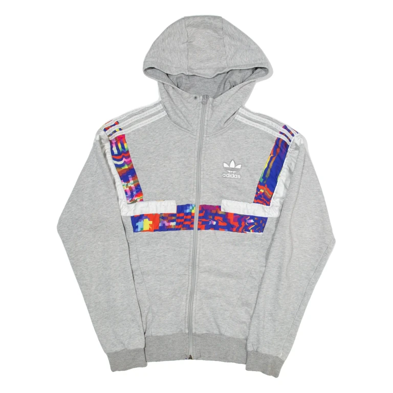 ADIDAS Womens Grey Hoodie Full Zip XS