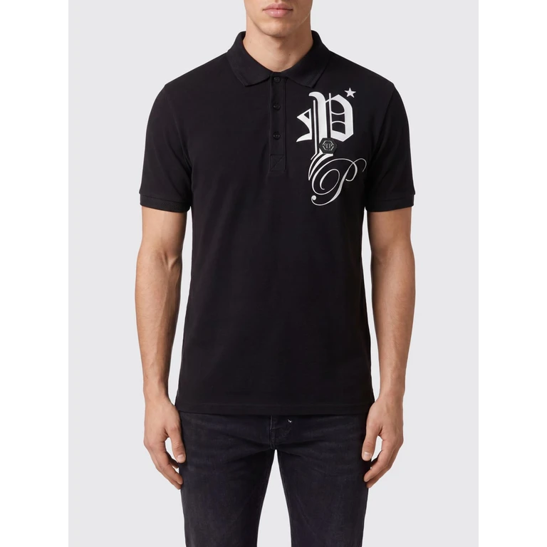 Cotton Polo Shirt with Monogram Logo and Three-Button Placket (SADCMTK6882PTE003N02)