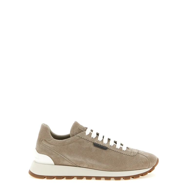 Brunello Cucinelli Beige Calfskin Athletic Sneakers - Women