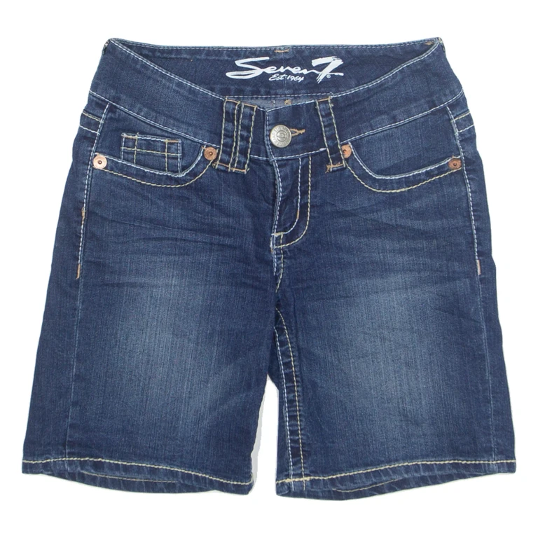 7 FOR ALL MANKIND Womens Denim Shorts Blue UK 6 W28