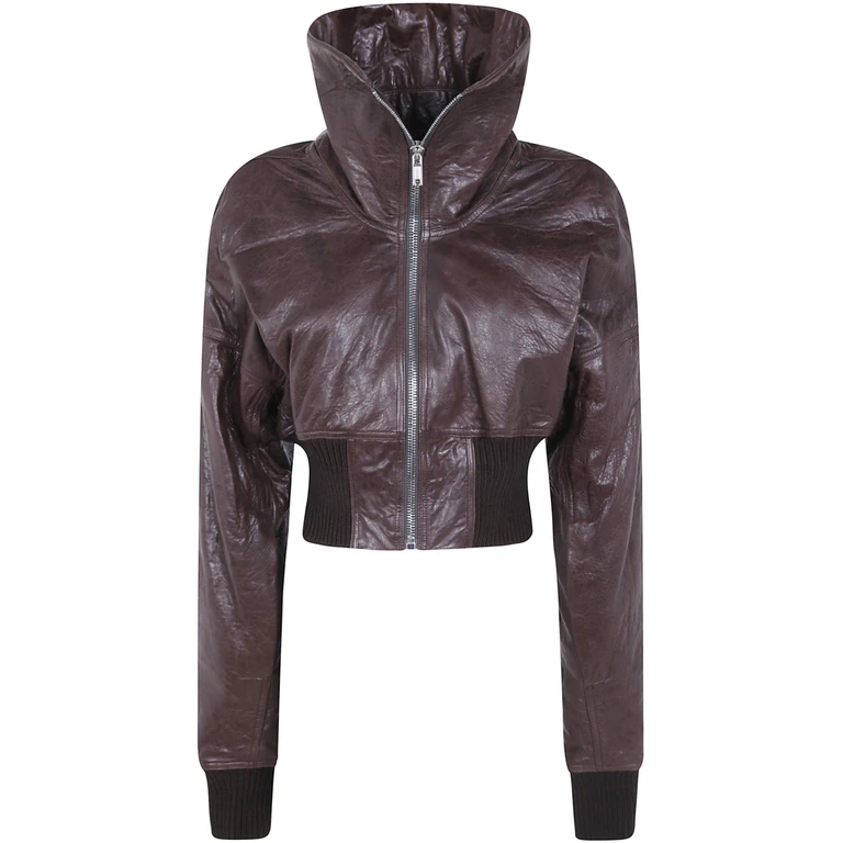 Jacket Cropped Leather Bomber "Dracuflight"