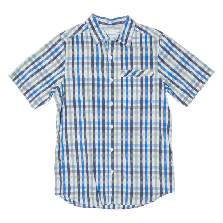 COLUMBIA Mens Shirt Blue Check S (WW3-100724-9925)