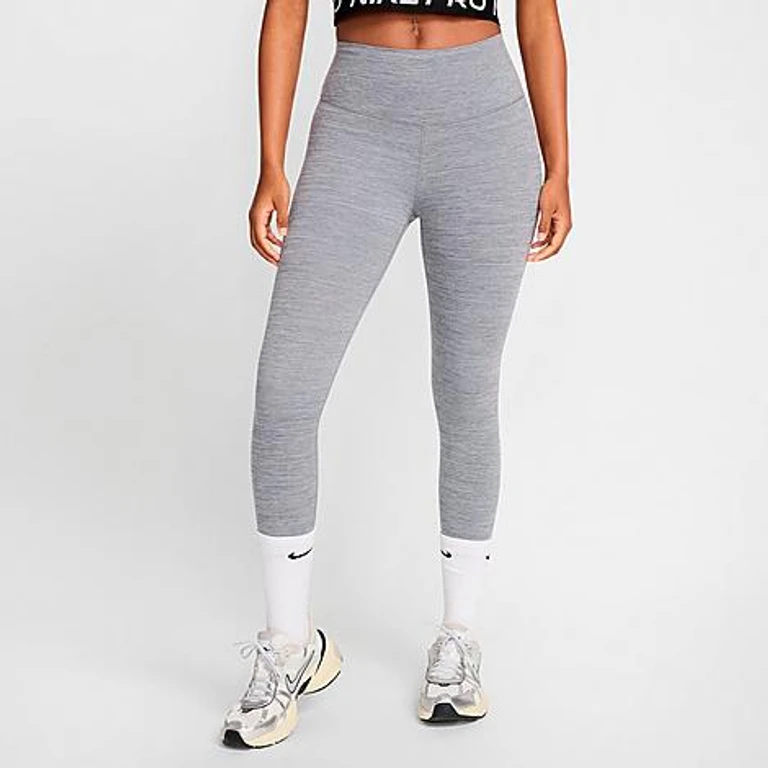 Nike Women's One Dri-FIT High-Waisted Crop Leggings in Smoke Grey/Heather/Black Size: XXS