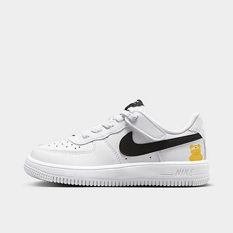 Nike Little Kids Force 1 Low EasyOn Stretch Lace Casual Shoes in White/Black Size: 1.0