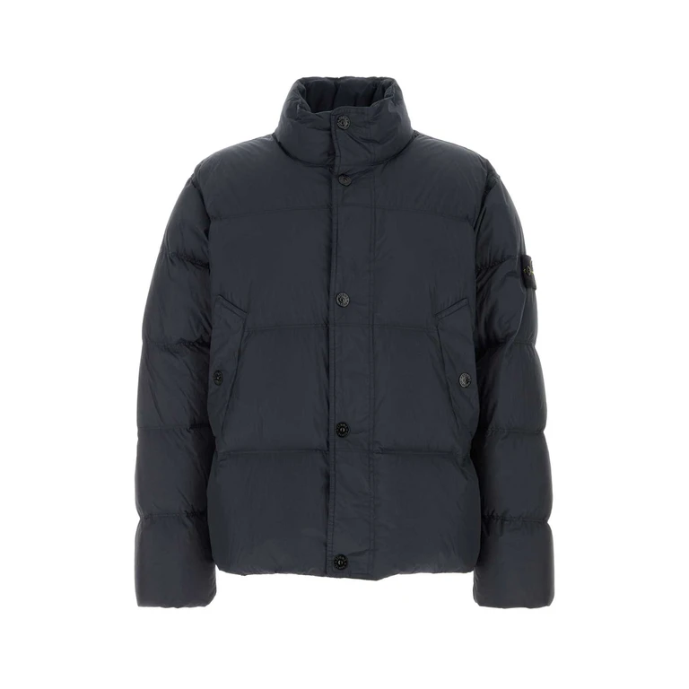 Stone Island Navy Blue Nylon Down Jacket Navyblue Piumini - Men