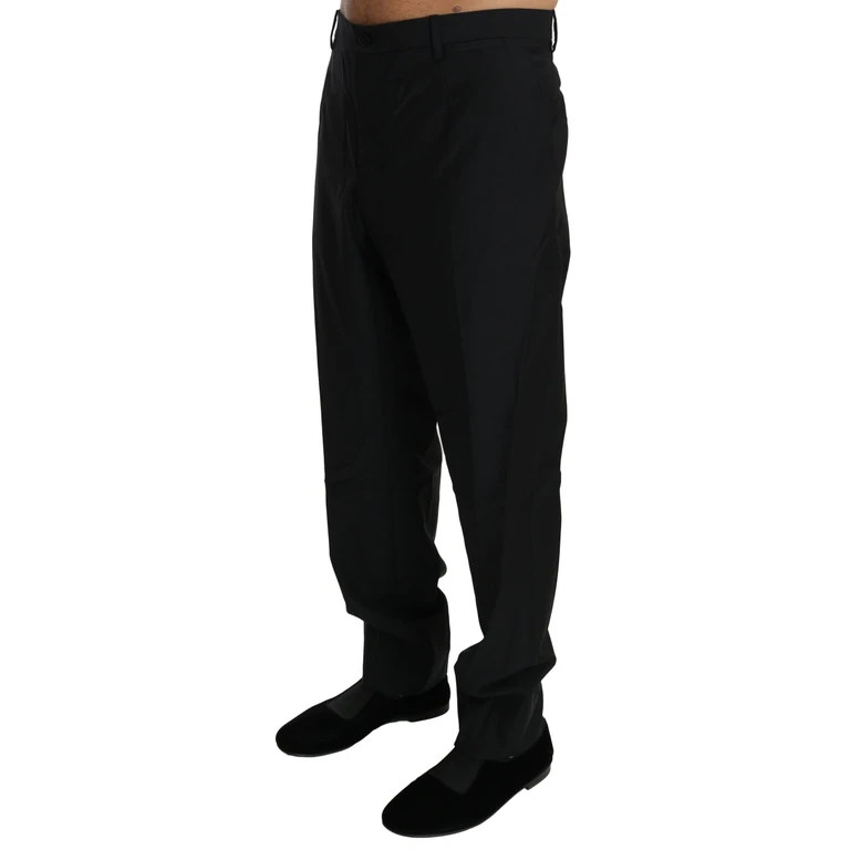 Dolce & Gabbana Black Dress Formal Trouser Men Wool Pants Virgin - Men
