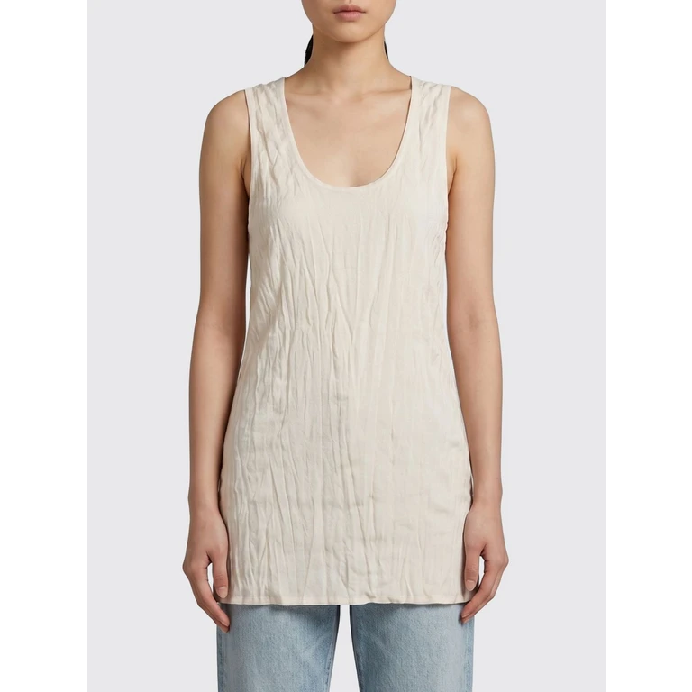 Slim Fit Viscose Blend U-Neck Top with Crinkled Effect (262WRT0724YA0244363)
