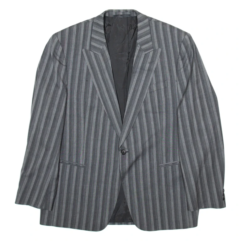 CREATION GROSS Mens Blazer Jacket Grey Wool Striped L