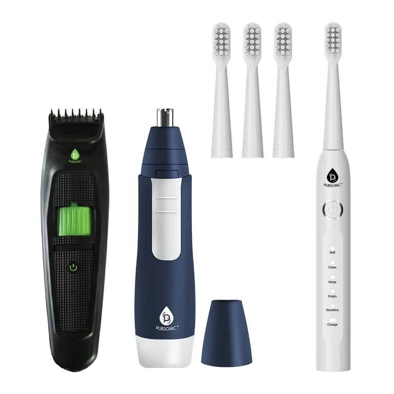 GroomSmart Trio - USB Rechargeable Toothbrush, Beard & Body Trimmer, and Nose & Ear Trimmer for Complete Grooming