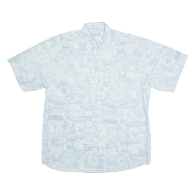 LETS GO Mens Shirt Blue Geometric L