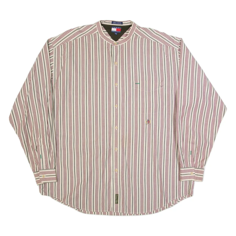 TOMMY HILFIGER Mens Shirt Cream Striped Long Sleeve XL