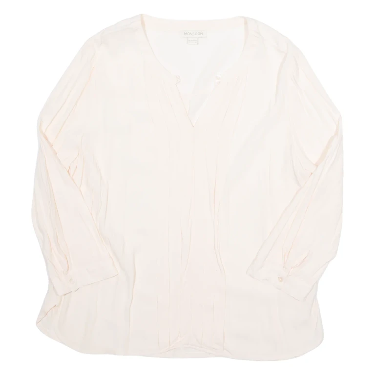 MONSOON Womens Top Pink V-Neck 3/4 Sleeve UK 14