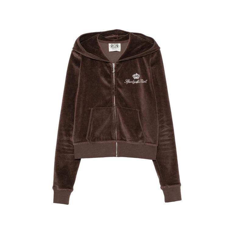 Sporty & Rich X Juicy Couture Rhinestone-embellished Zip-up Hoodie