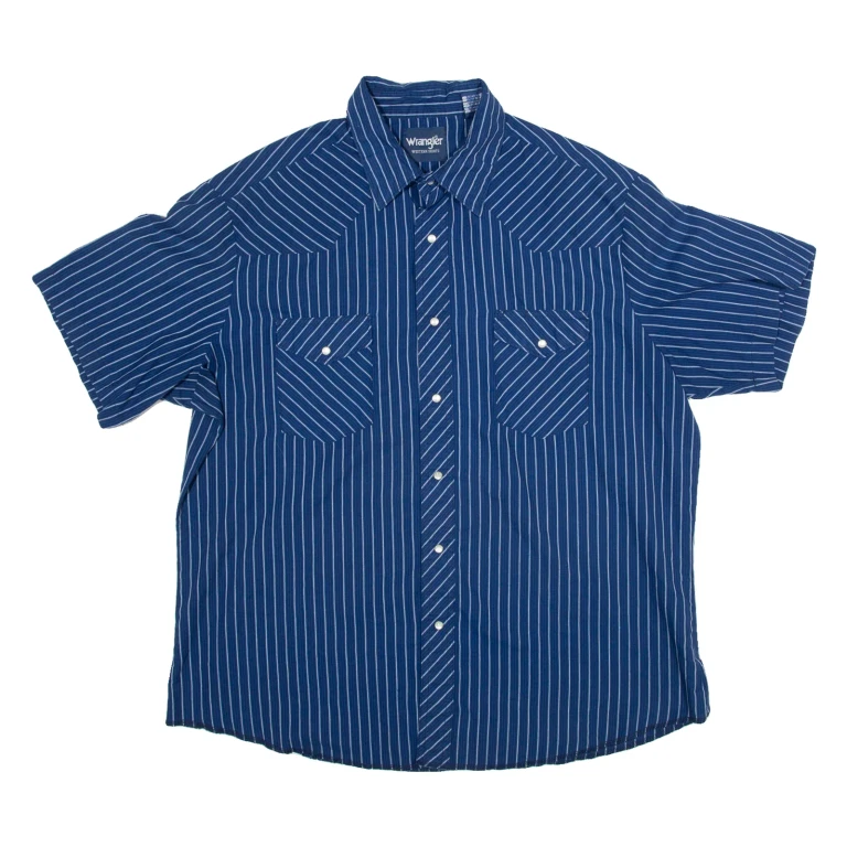 WRANGLER Mens Shirt Blue Striped XL