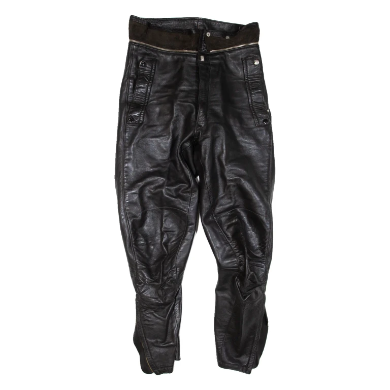 Motorcycle Womens Leather Trousers Black Regular Tapered 90s W28 L25