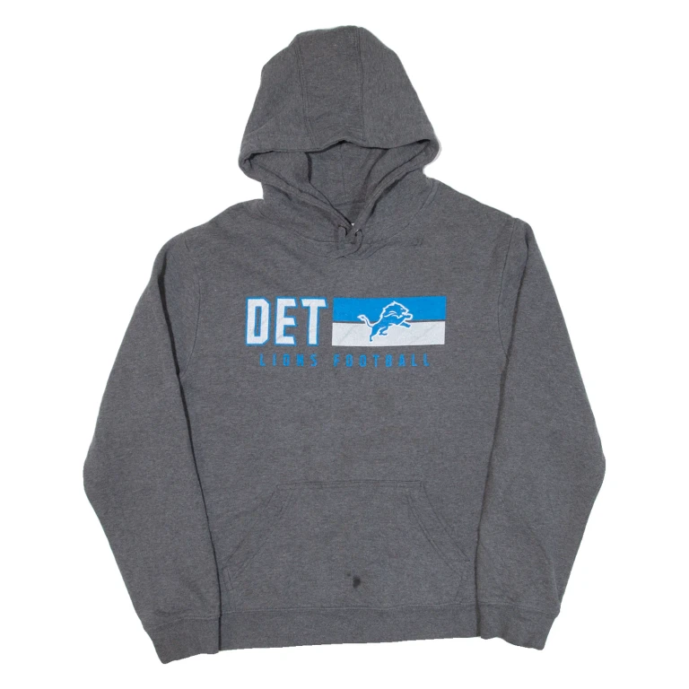 NFL Lions Football Mens Grey Hoodie USA L