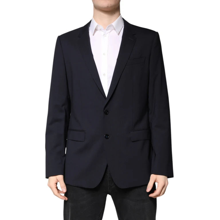 Dolce & Gabbana Blazer Martini Dark Blue Wool Singlebreasted Navy Virgin Elastane Clothing - Men