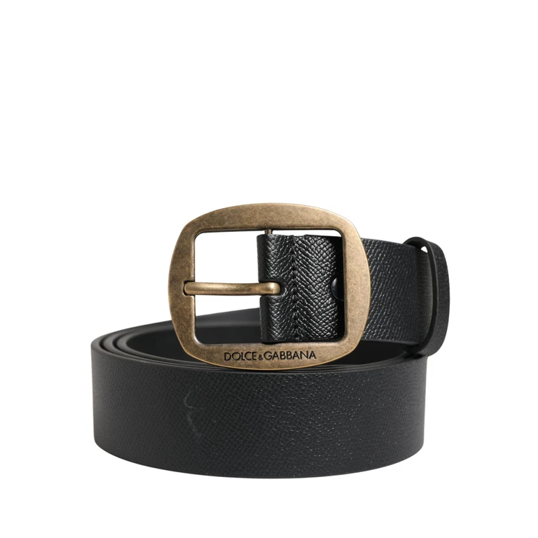 Dolce & Gabbana Men Black Classic Leather Metal Buckle Belt Calf - Men