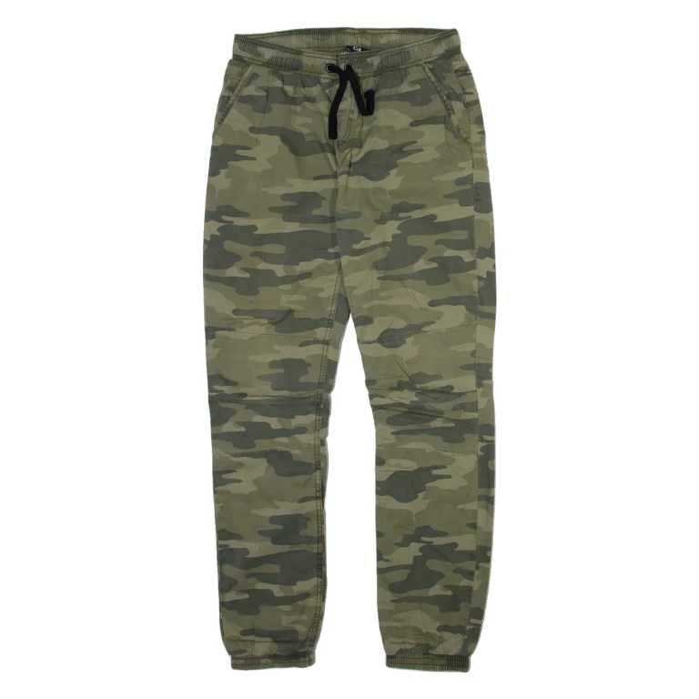 C&A Camo Jogger Style Mens Trousers Green Regular Tapered W28 L29