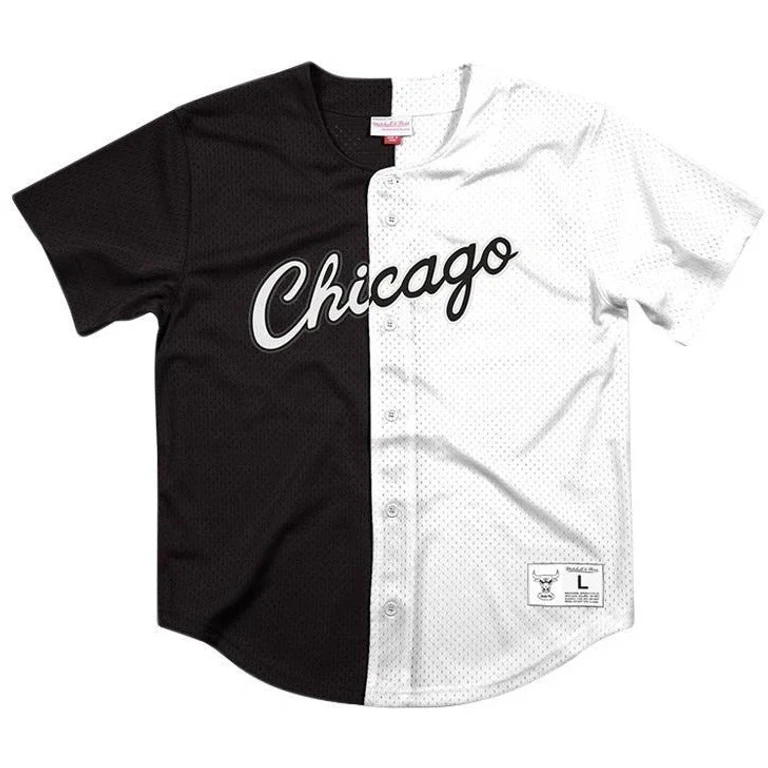 Men's NBA Split Color Mesh Button Front Bulls