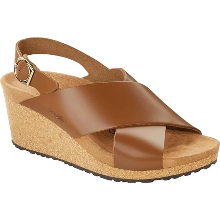 Women's Samira Leather Wedge Ginger Brown Sandals