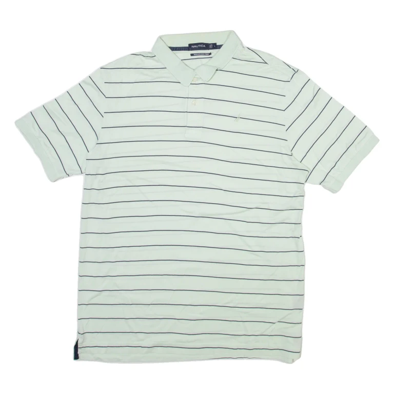 NAUTICA Mens Polo Shirt Green Striped L