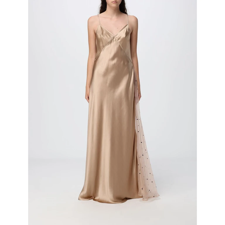 Elba V-Neck Satin Maxi Gown with Train (ELBALONGDRESSSILK)