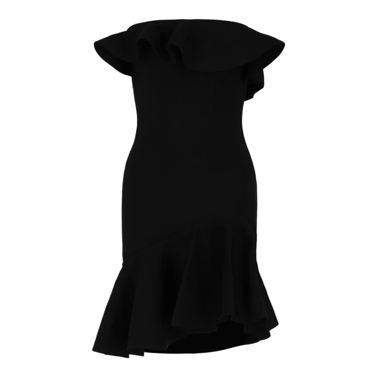 Strapless Asymmetric Ruffled Dress