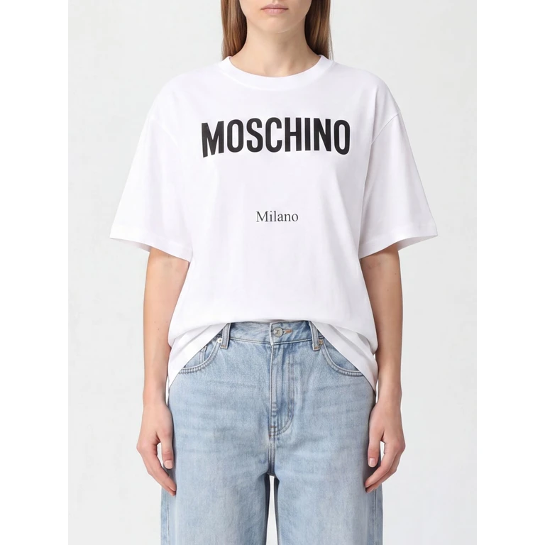 Contrasting Logo Cotton T-shirt with Dropped Shoulders (071905411001)