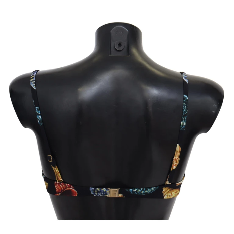 Dolce & Gabbana Black Seashells Print Women Swimwear Bikini Tops Nylon Elastane - Women
