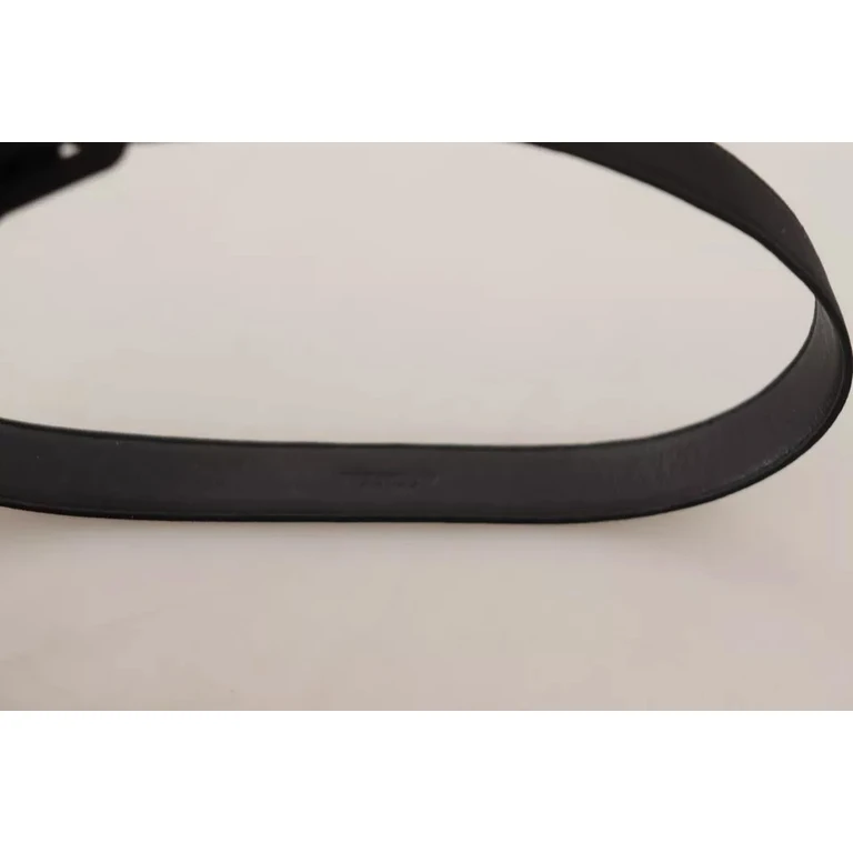 Dolce & Gabbana Black Velvet Leather Logo Waist Buckle Belt - Women